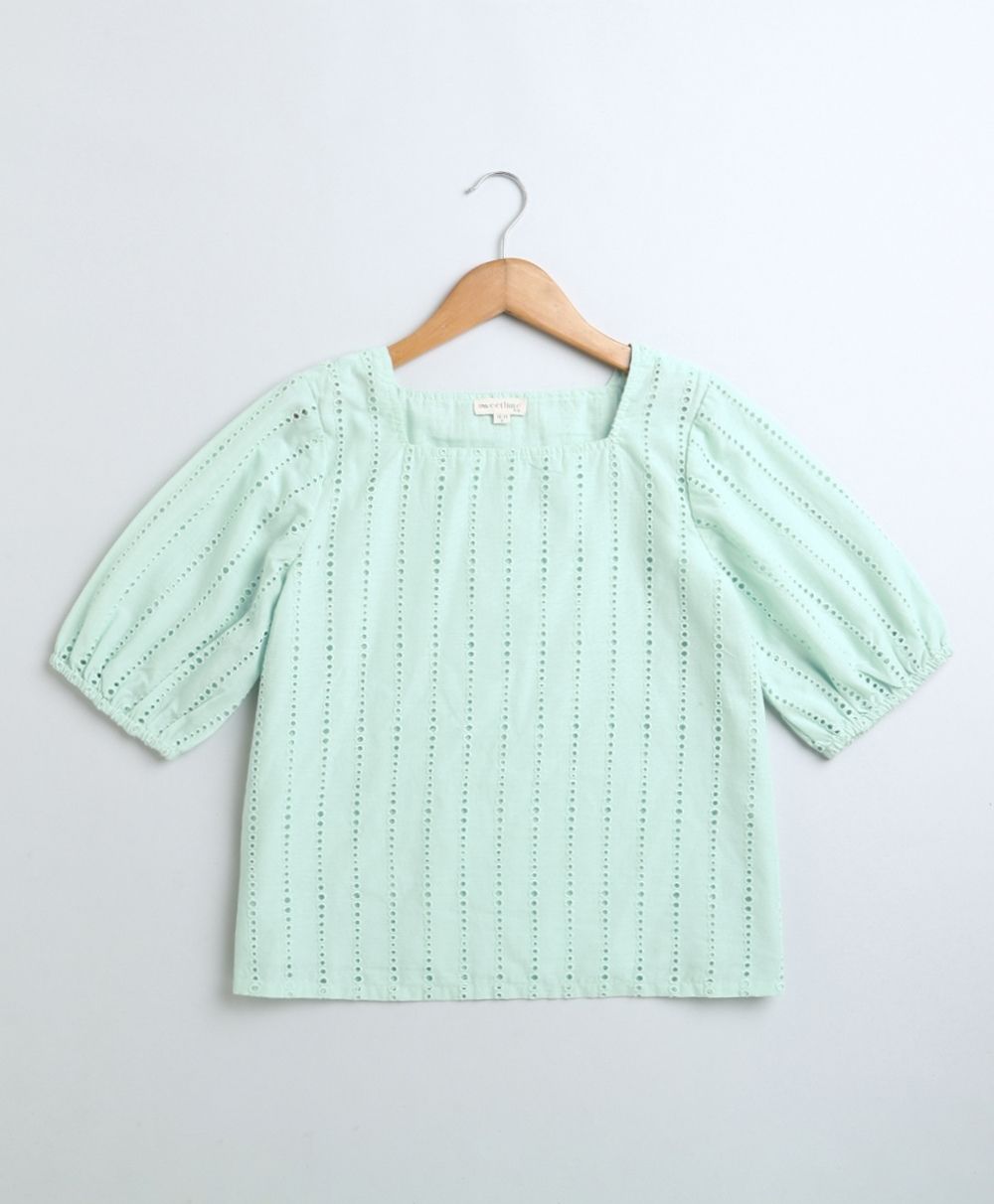 Sweetlime By As Cotton Schiffly Blouse - Mint Green
