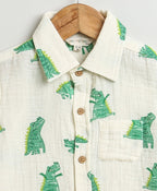 Alligator Print Cotton Co-ord Set - White