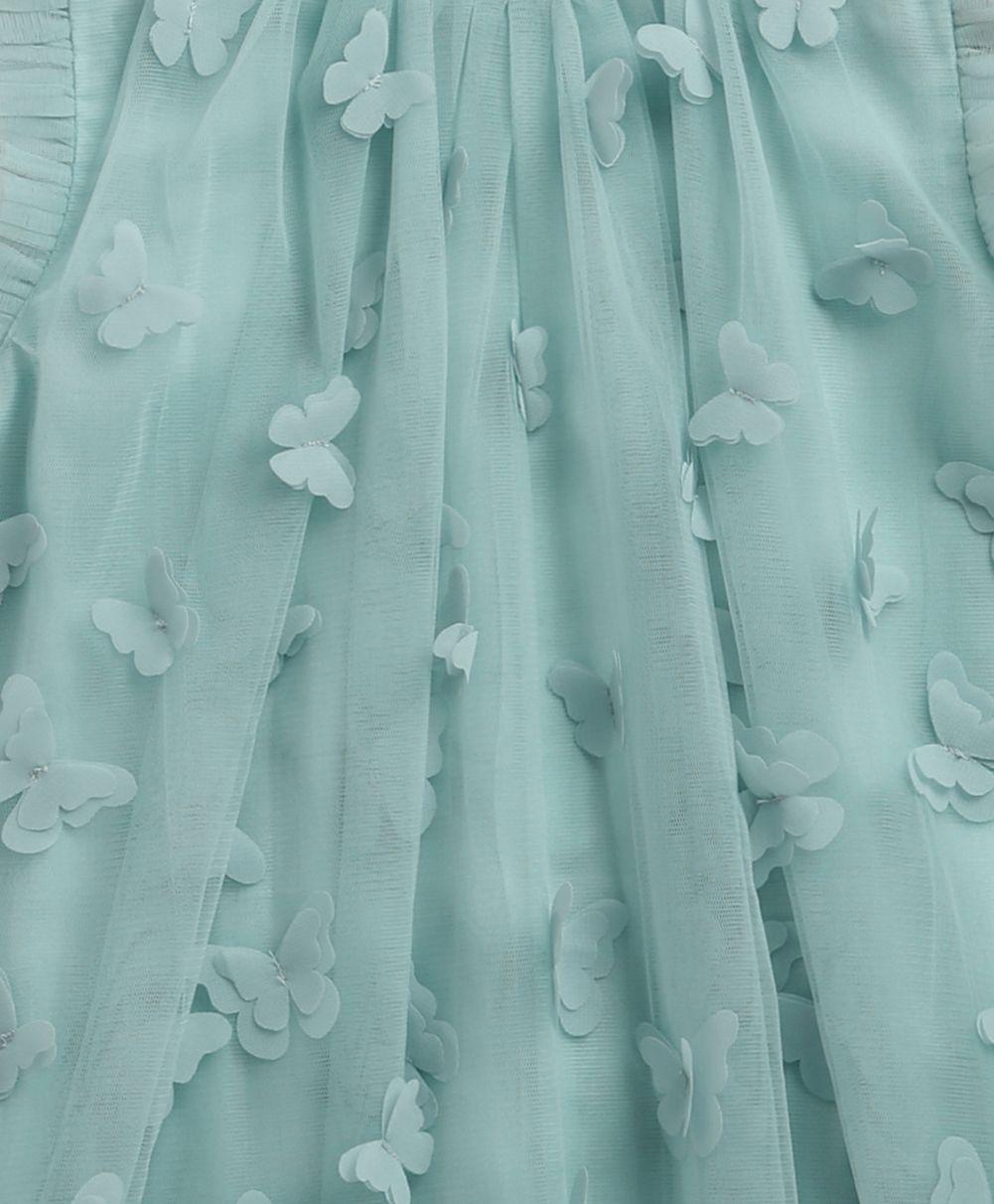 Butterfly Bliss Aqua Tulle Dress- Aqua Blue
