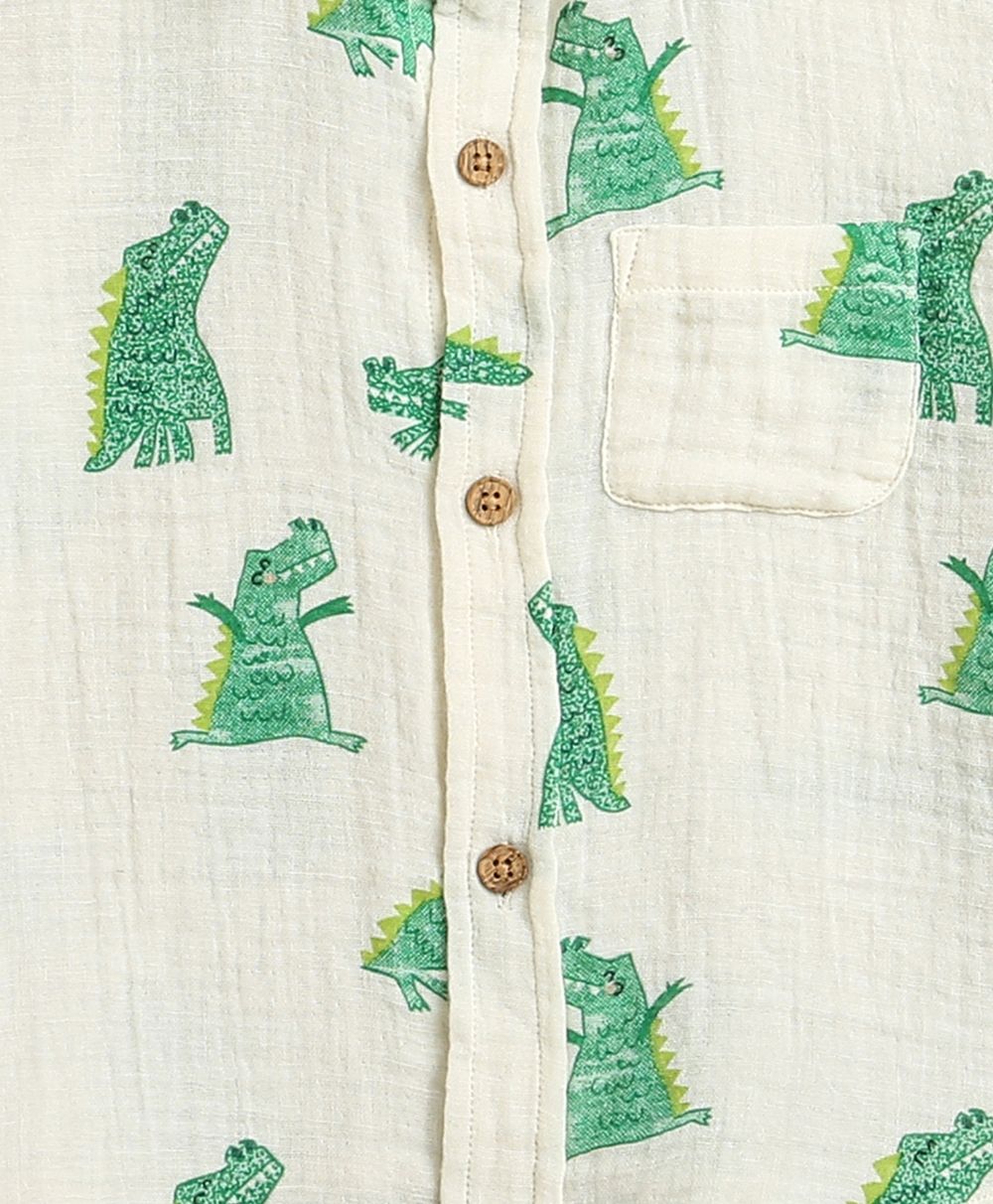 Alligator Print Cotton Co-ord Set - White
