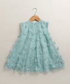 Butterfly Bliss Aqua Tulle Dress- Aqua Blue