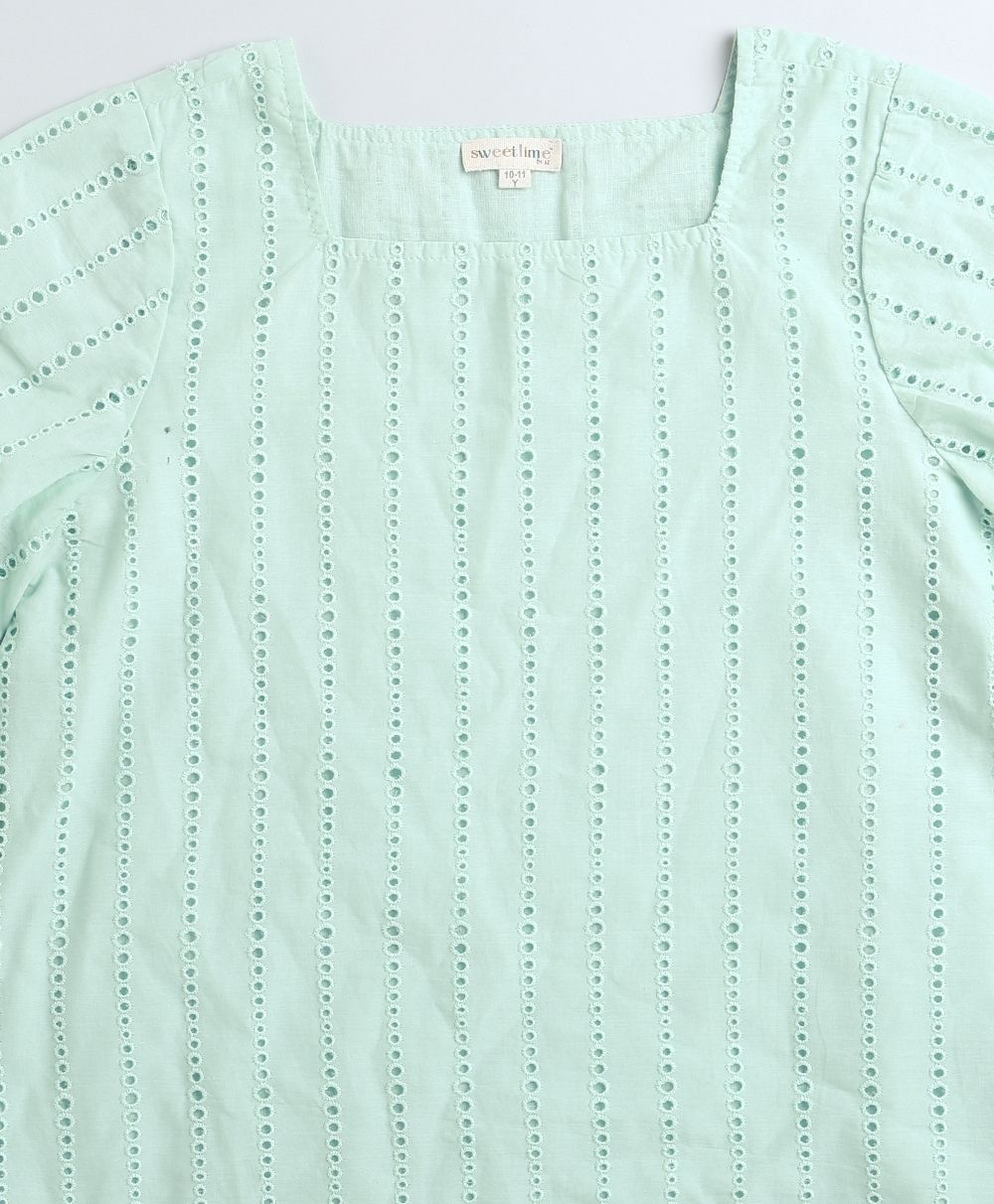 Sweetlime By As Cotton Schiffly Blouse - Mint Green