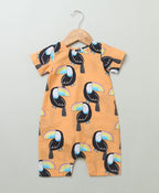 Unisex Toucan Print Romper - Orange