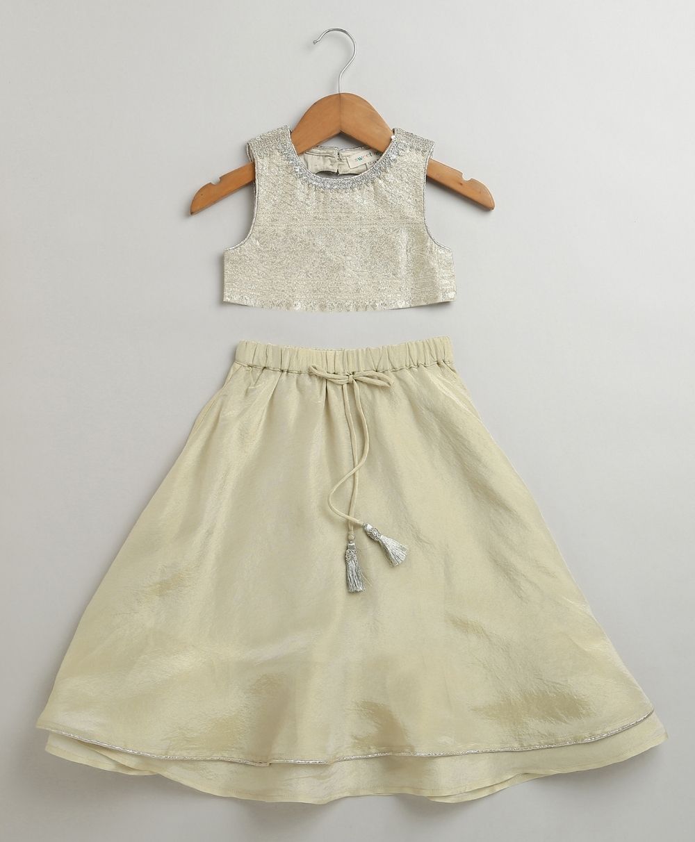 Ivory & Silver Princess Lehenga Set - Golden