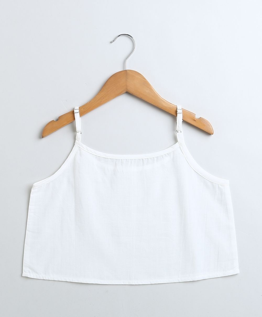 Baseball Collar Cotton Schiffly Jacket with an Inner Slip - White