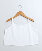 Baseball Collar Cotton Schiffly Jacket with an Inner Slip - White