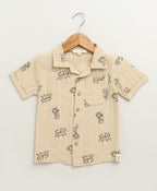 Tiger Print Cotton Co-ord Set - Beige