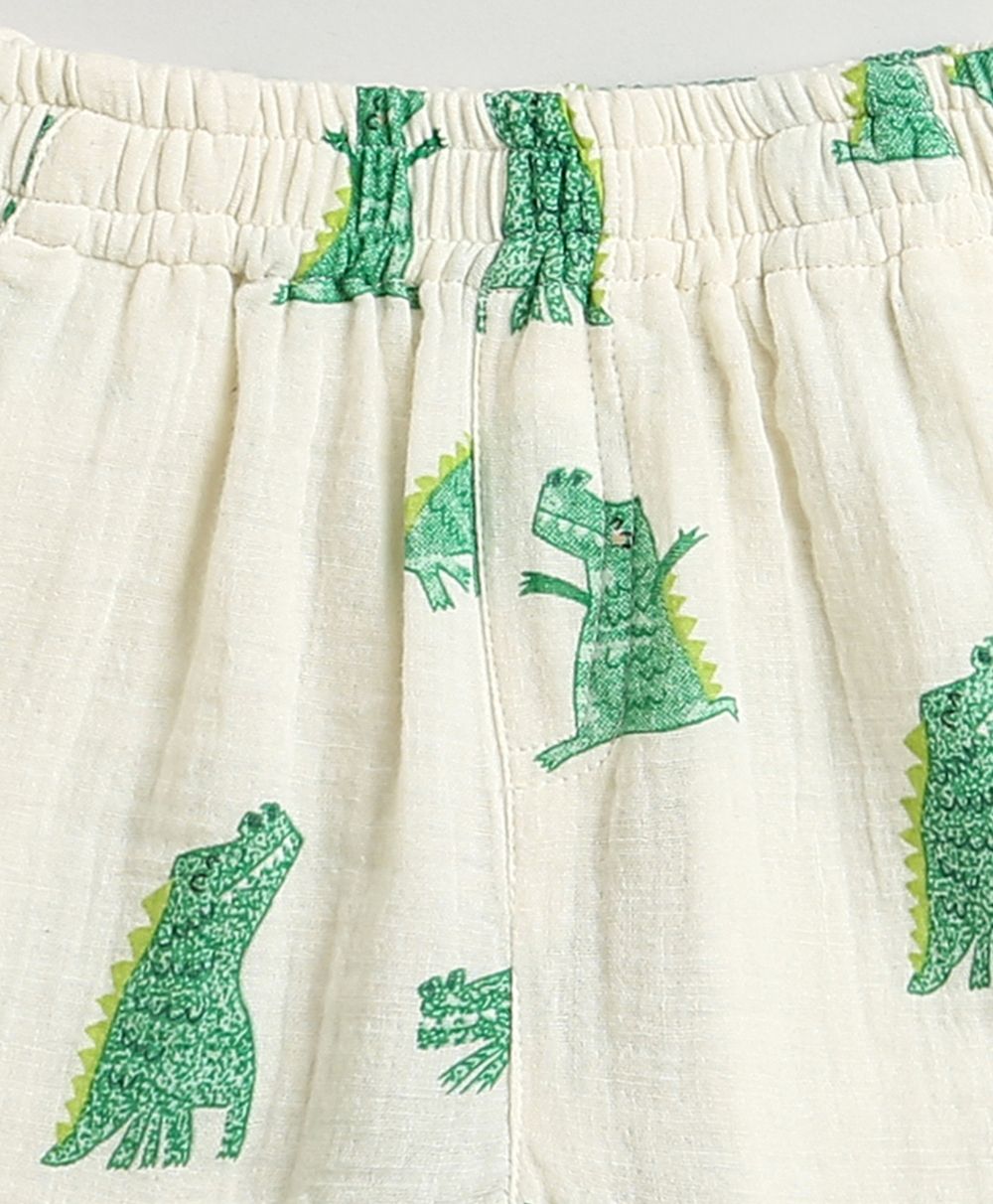 Alligator Print Cotton Co-ord Set - White