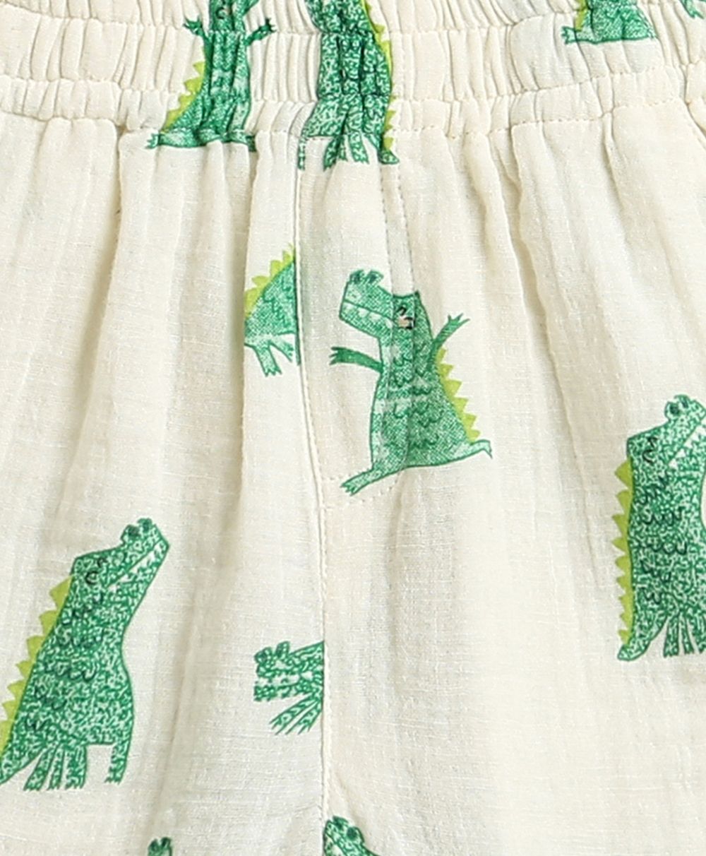 Alligator Print Cotton Co-ord Set - White
