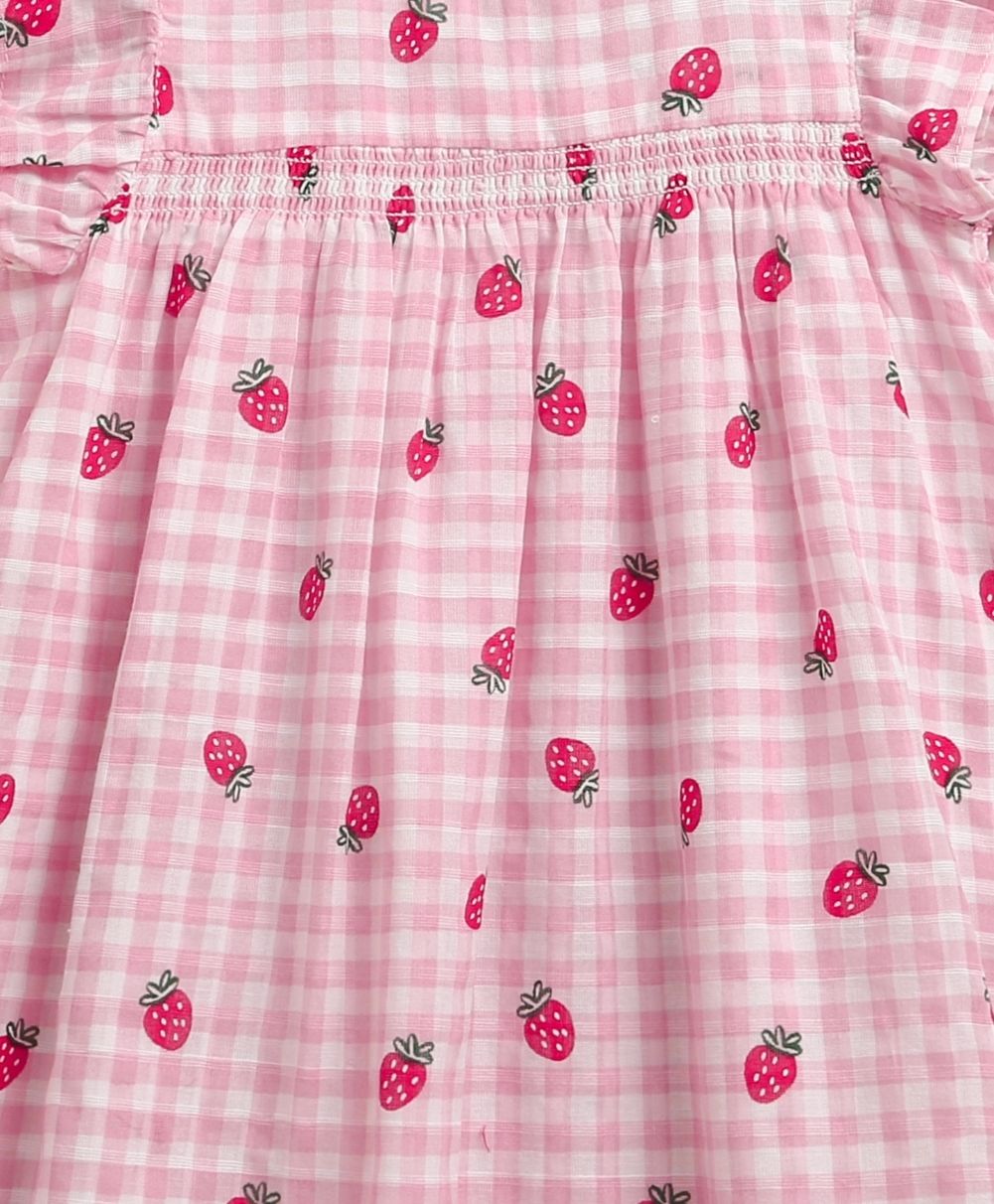 Strawberry Picnic Organic Cotton Baby Dress – Pink