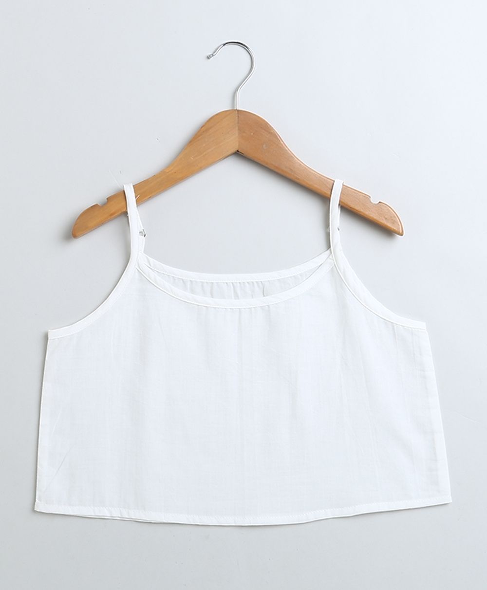 Baseball Collar Cotton Schiffly Jacket with an Inner Slip - White