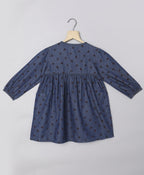Cotton Denim All over Strawberry Print Dress - Blue