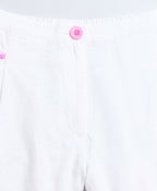 Neon Striped Heart Embroidery Top & Linen Shorts Coord Set - Multicoloured & White