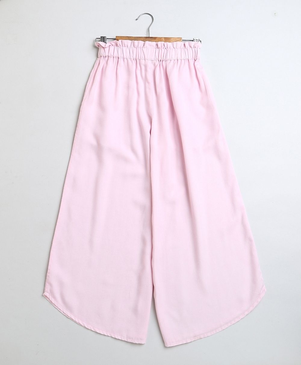 Over Dyed Frill Sleeves Top & Plazzo Pants Co-ord Set - Pink