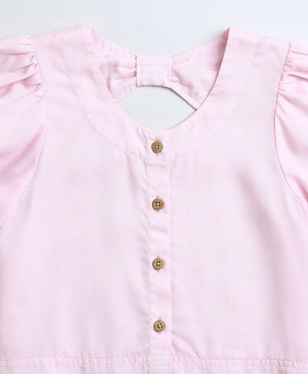 Over Dyed Frill Sleeves Top & Plazzo Pants Co-ord Set - Pink