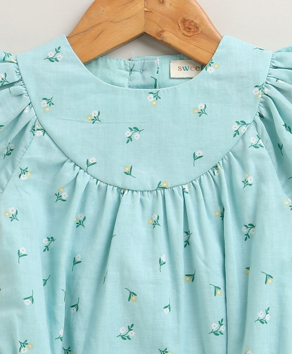 Baby Girls'  Bluebell Fairy Organic Cotton Romper & Bonnet Set - Sea Green