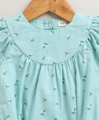 Baby Girls'  Bluebell Fairy Organic Cotton Romper & Bonnet Set - Sea Green