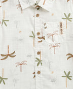Tropical Vibes Cotton Slub Co-ord Set - White
