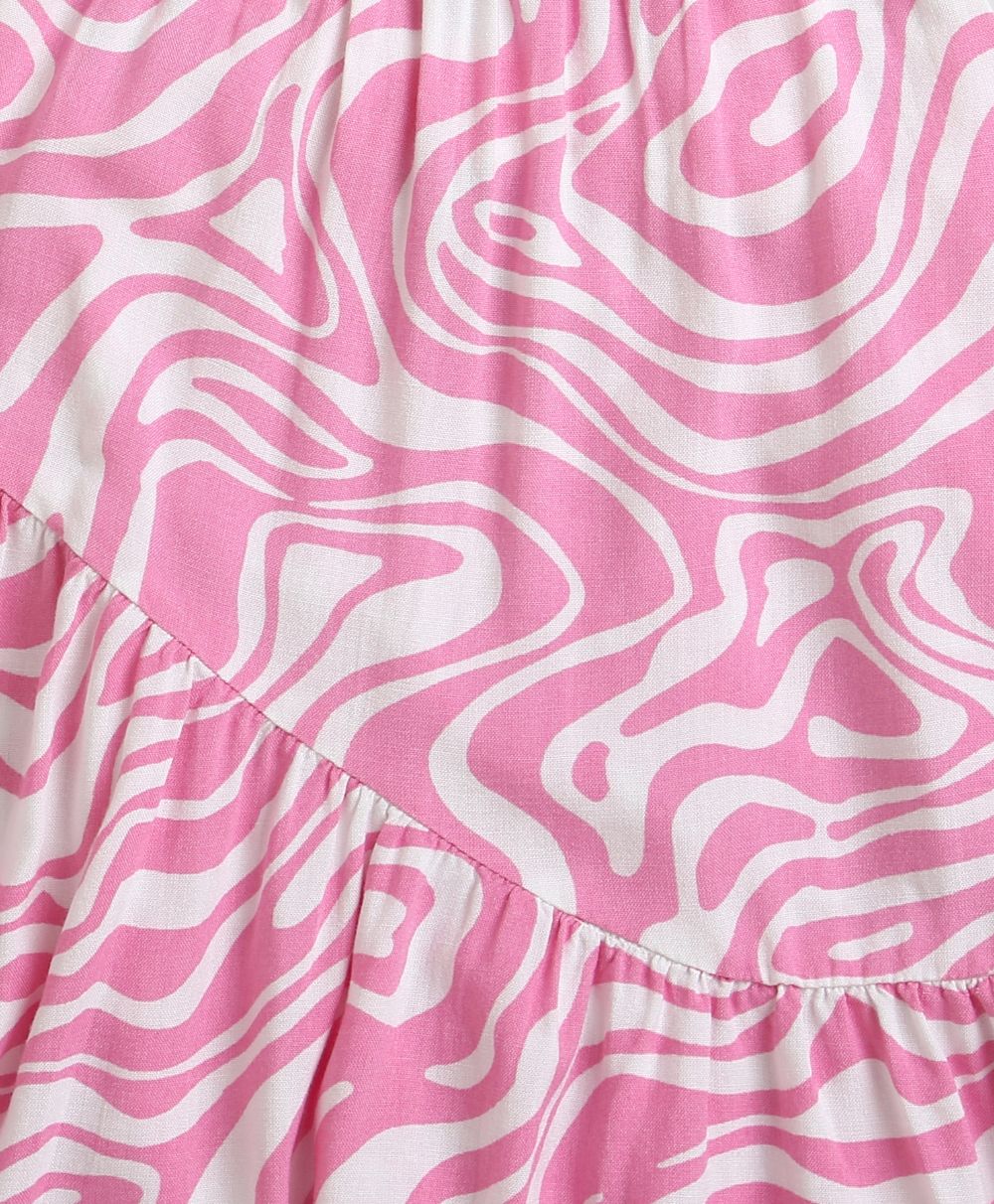 Pink & White Wavy Striped Dress - Pink