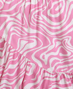 Pink & White Wavy Striped Dress - Pink