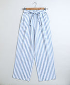 Striped Cotton Co-ord Set - White & Blue
