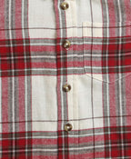 Classic Plaid Flannel Cotton Shirt - White & Red