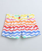 Sleeveless Cotton Top & Shorts Co-ord Set - Green & Multicoloured