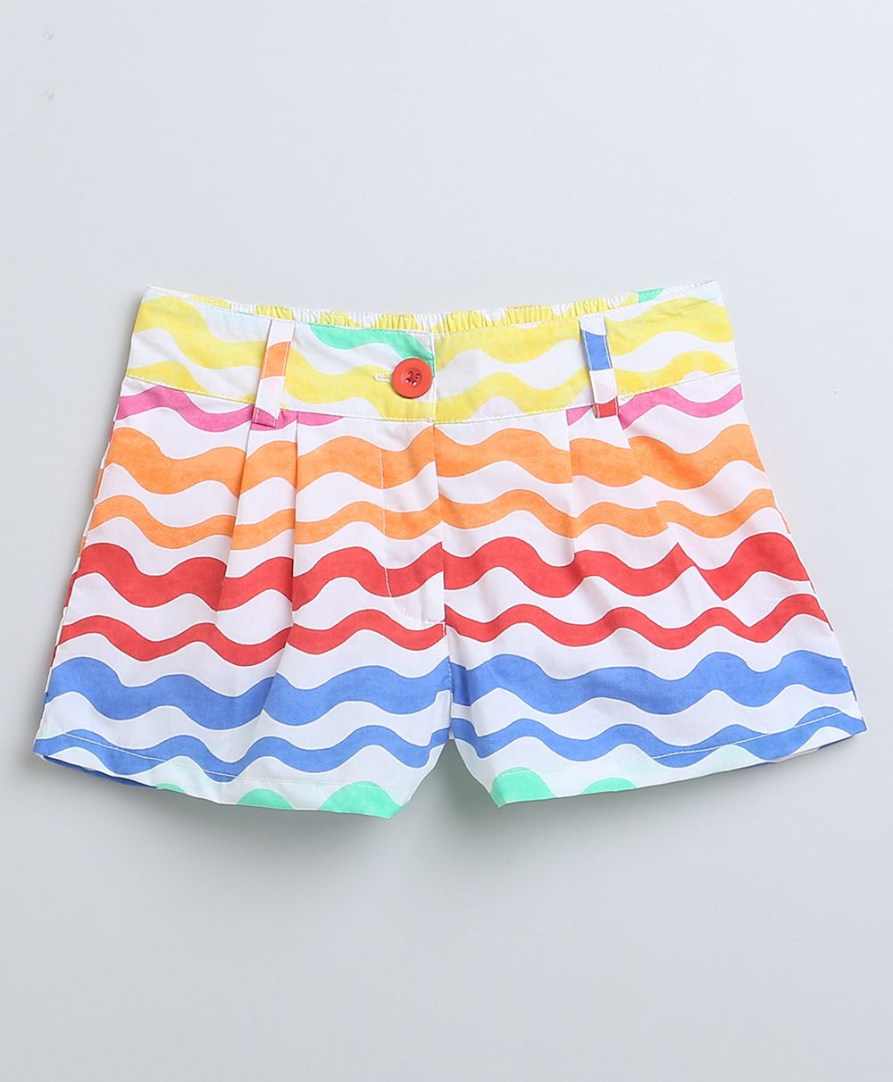 Sleeveless Cotton Top & Shorts Co-ord Set - Green & Multicoloured