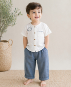 Little Sailor Cotton Co-ord Set- Blue & White