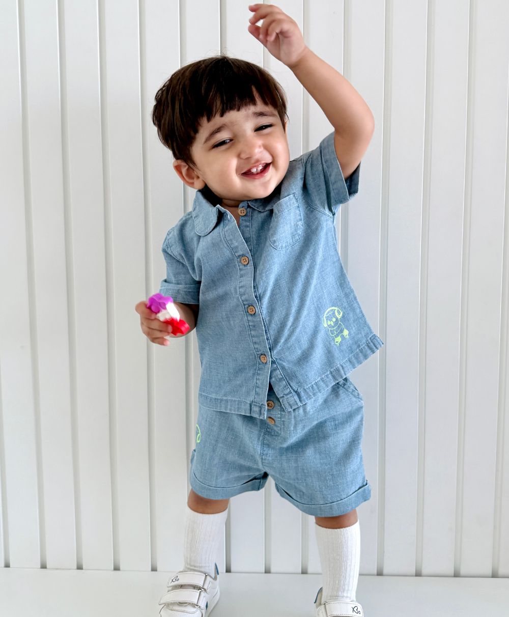 Cotton Denim Shirt - Blue