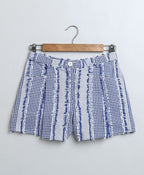 Cotton Jacquard Shorts - Blue & White