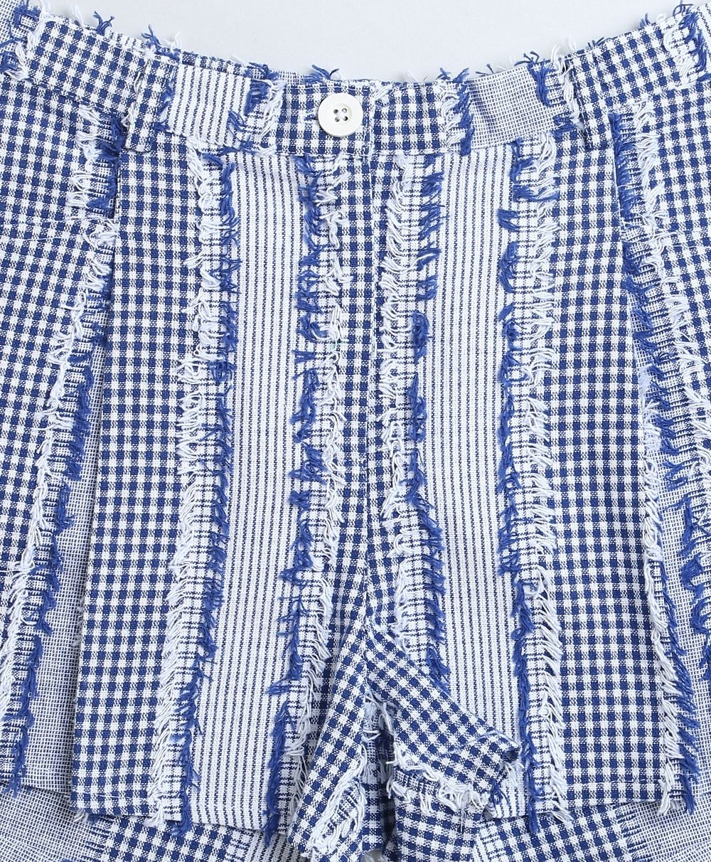 Cotton Jacquard Shorts - Blue & White