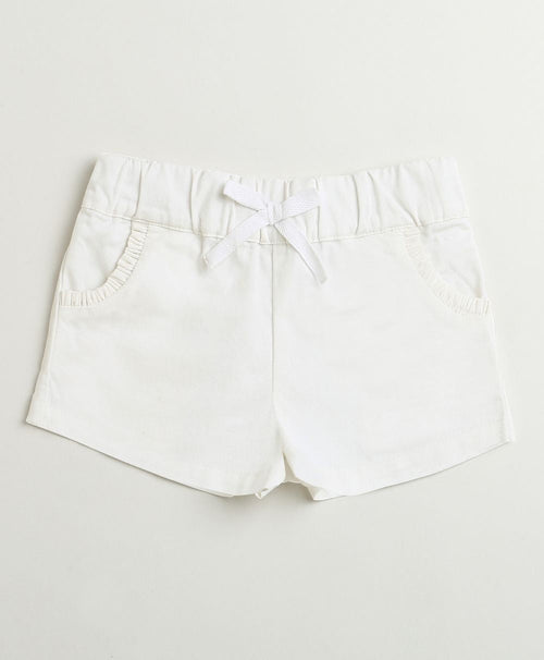 Bow-Tie Cotton Twill Shorts - White