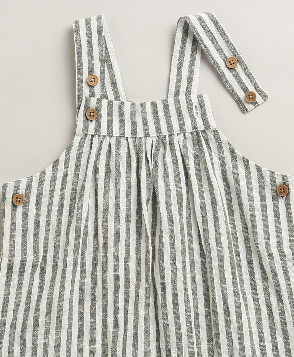 Unisex Little Wanderer Summer Cotton Romper & White T-shirt Set - Grey & White