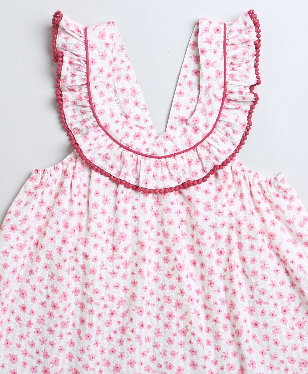 Stylish Floral Print Top And Shorts Coord Set - Pink