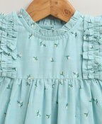 Baby Girls' Bluebell Fairy Organic Cotton Ruffle Dress, Hat and Bloomer Set -Sea Green
