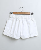 Tiered Top & White Twill Shorts Set - Yellow-Green