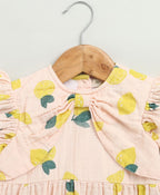 Lemon Print Organic Cotton Co-ord Set - Peach
