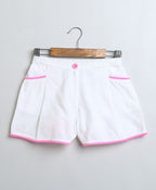 Neon Striped Heart Embroidery Top & Linen Shorts Coord Set - Multicoloured & White