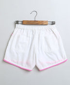 Neon Striped Heart Embroidery Top & Linen Shorts Coord Set - Multicoloured & White