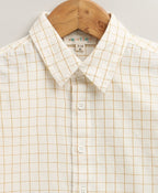 The yelllow Checks shirt  & Khaki Cotton Co-ord Set -  Biege