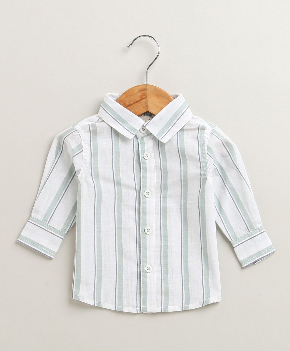 Baby Boys' Mint Stripes Co-ord Set - White & Blue