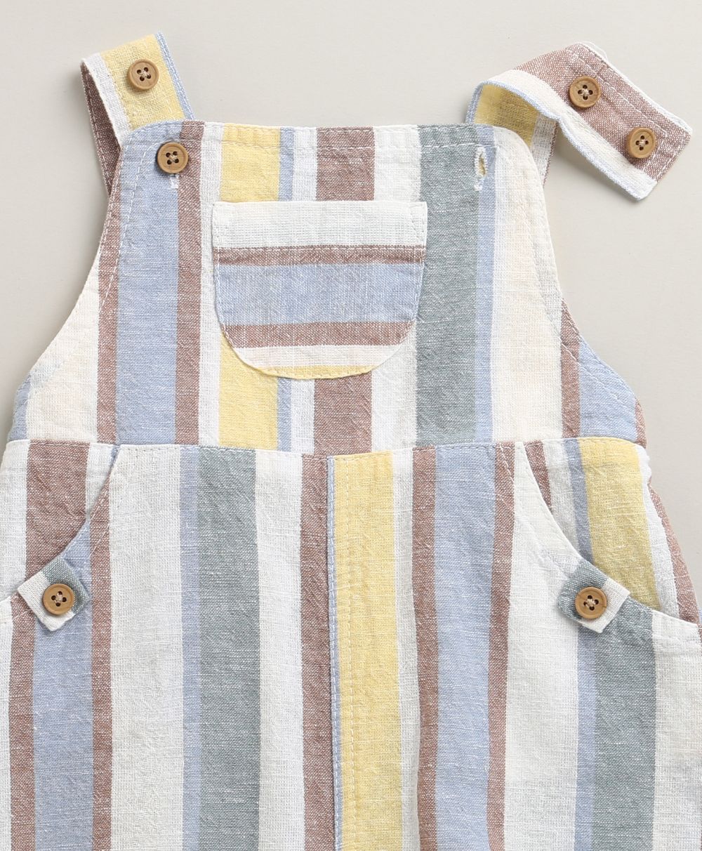 Baby Boys' Sunbeam Stripes Organic Cotton Romper & White T-shirt Set - Multi