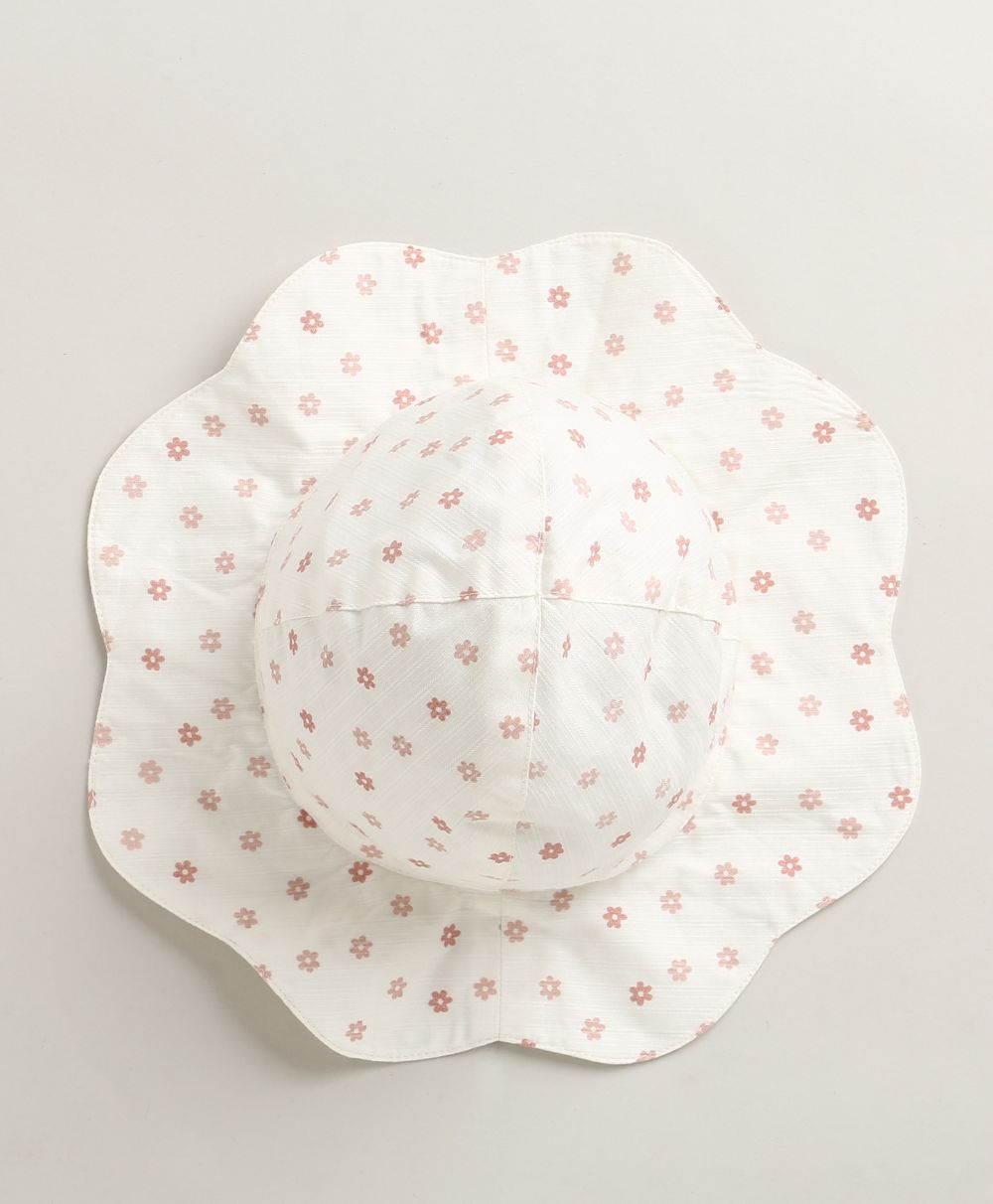Baby Girls' Cotton Tiny Petal Summer Romper & Hat Set - White