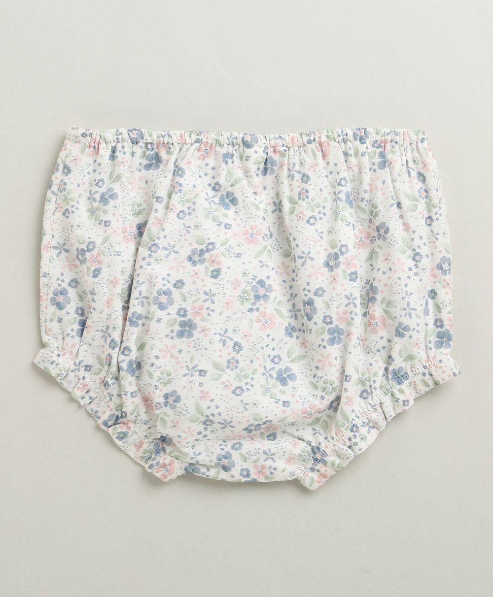Blossom Breeze Organic Cotton Co-ord Set with A Hat - White