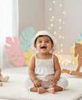 Baby Girls' Cotton Buttercup Breeze Romper & Hat Set - White