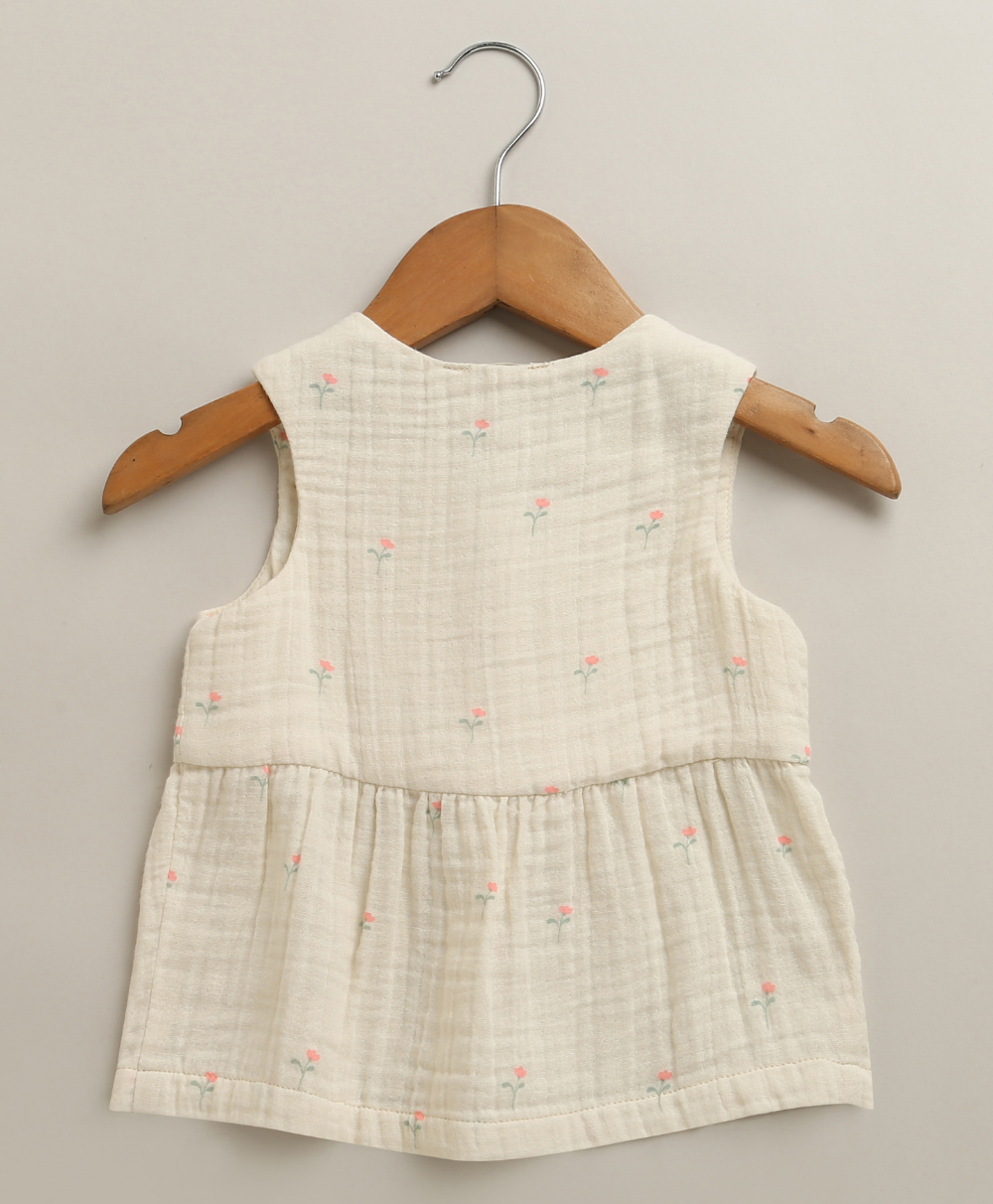 Vintage Floral Eyelet Cotton Co-ord Set- Off White