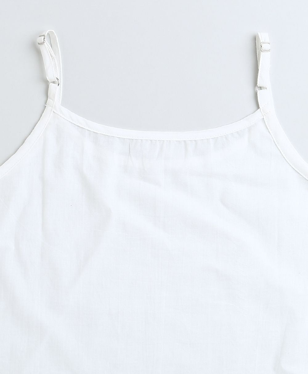 Baseball Collar Cotton Schiffly Jacket with an Inner Slip - White
