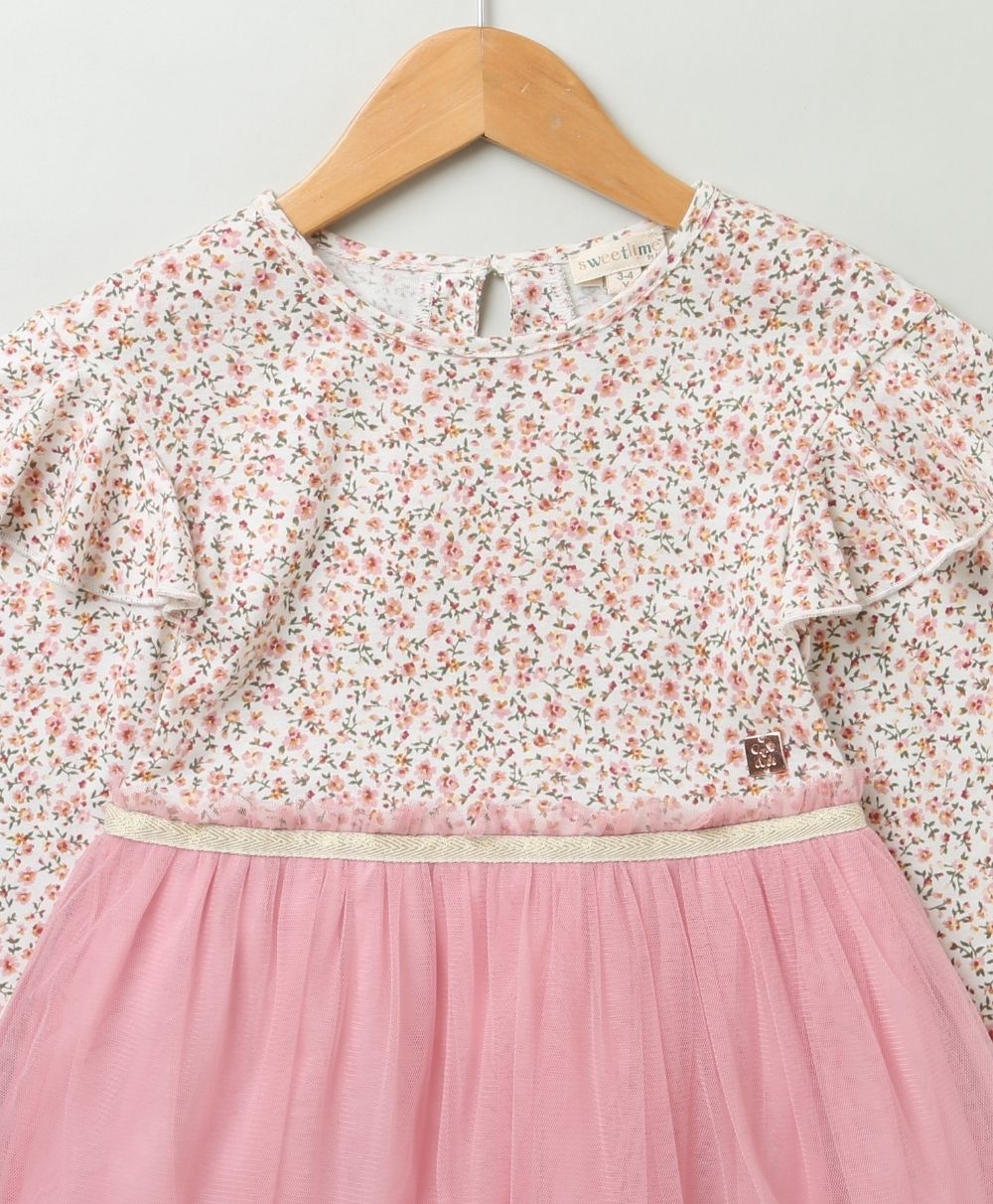 Mix Media A line Dress - Pink