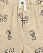 Tiger Print Cotton Co-ord Set - Beige